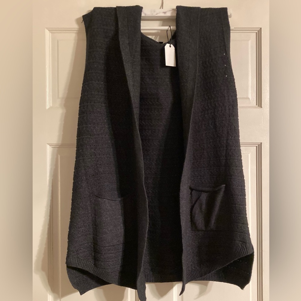 Coco + Carmen Hooded Sweater Vest S/M Pockets